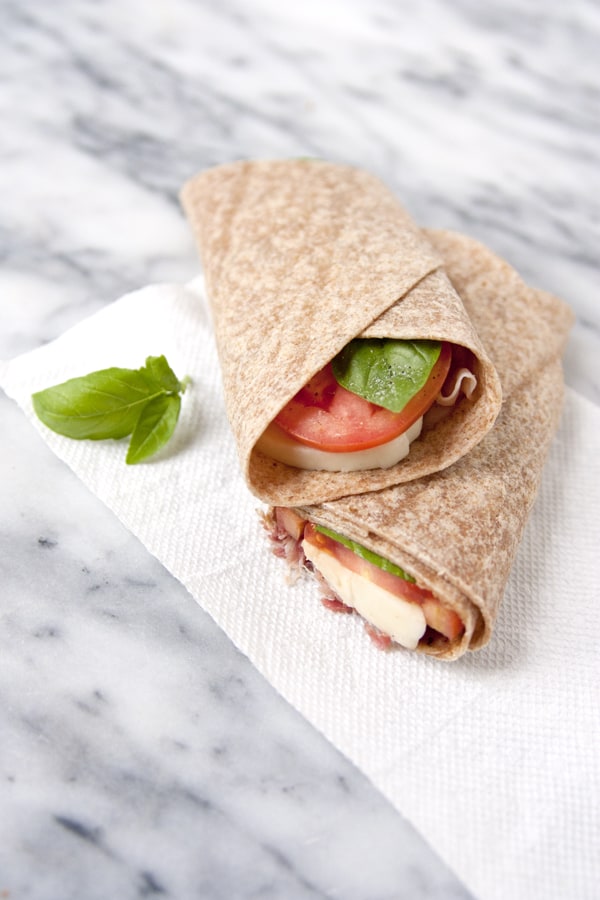 school lunch - Caprese Salad and Prosciutto Wrap
