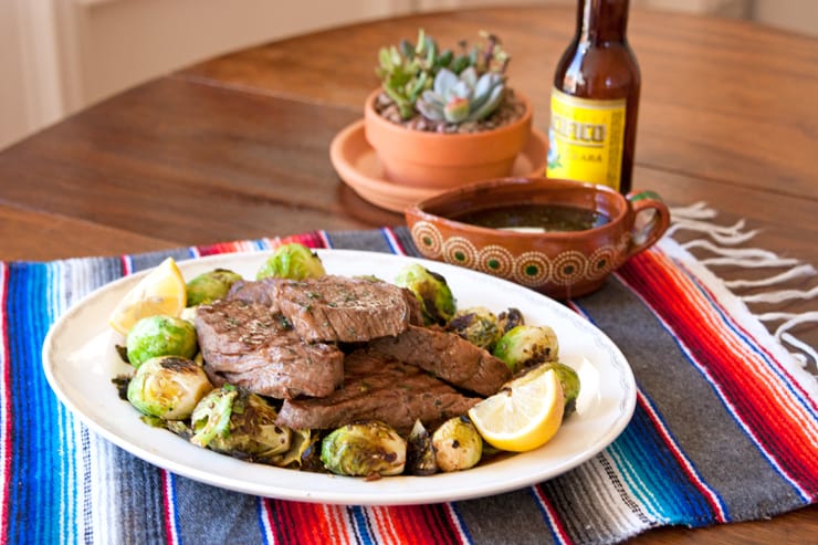 Grilled Tri-Tip Steak with Spicy Seared Brussels Sprouts
