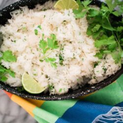 better than Chipotle's cilantro lime rice in a serving dish