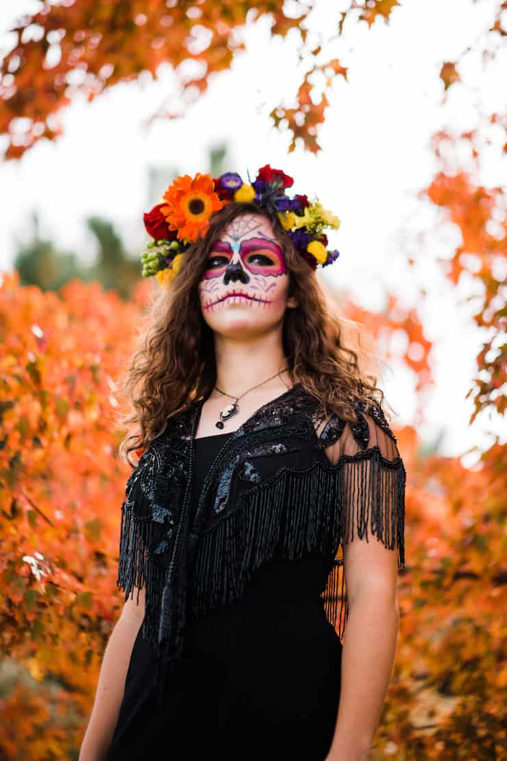 DDazzling Frida Flower Crown Mexican Headpiece Day of The Dead Floral Crown Halloween Floral Headband 