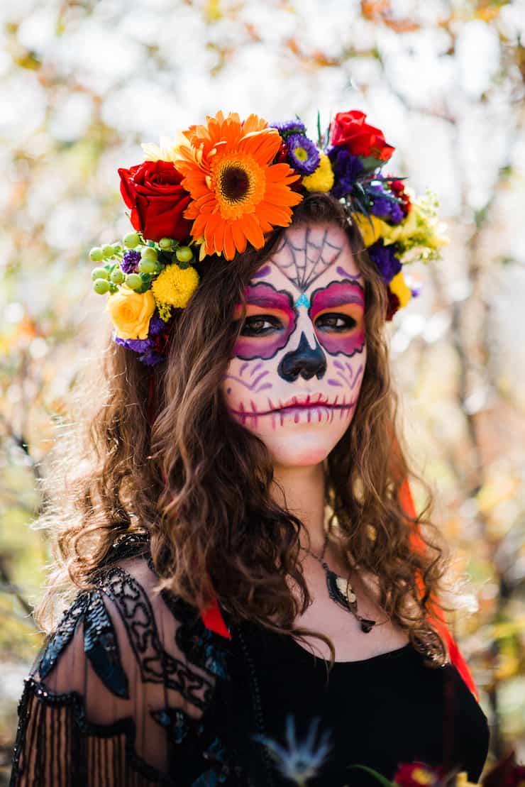 DDazzling Day of The Dead Floral Headband Dia de Los Muertos Costume Halloween Flower Headpiece