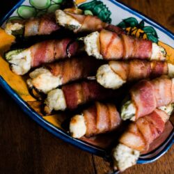 Bacon Wrapped Jalapeño Poppers baked and served