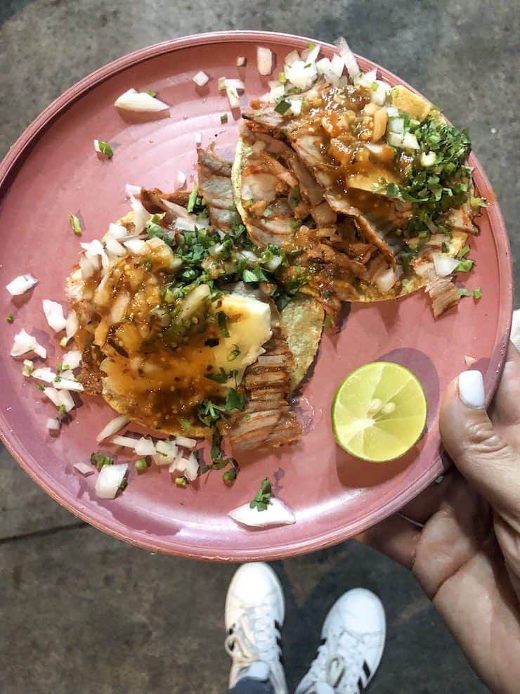 plate of tacos al pastor from El Vilsito