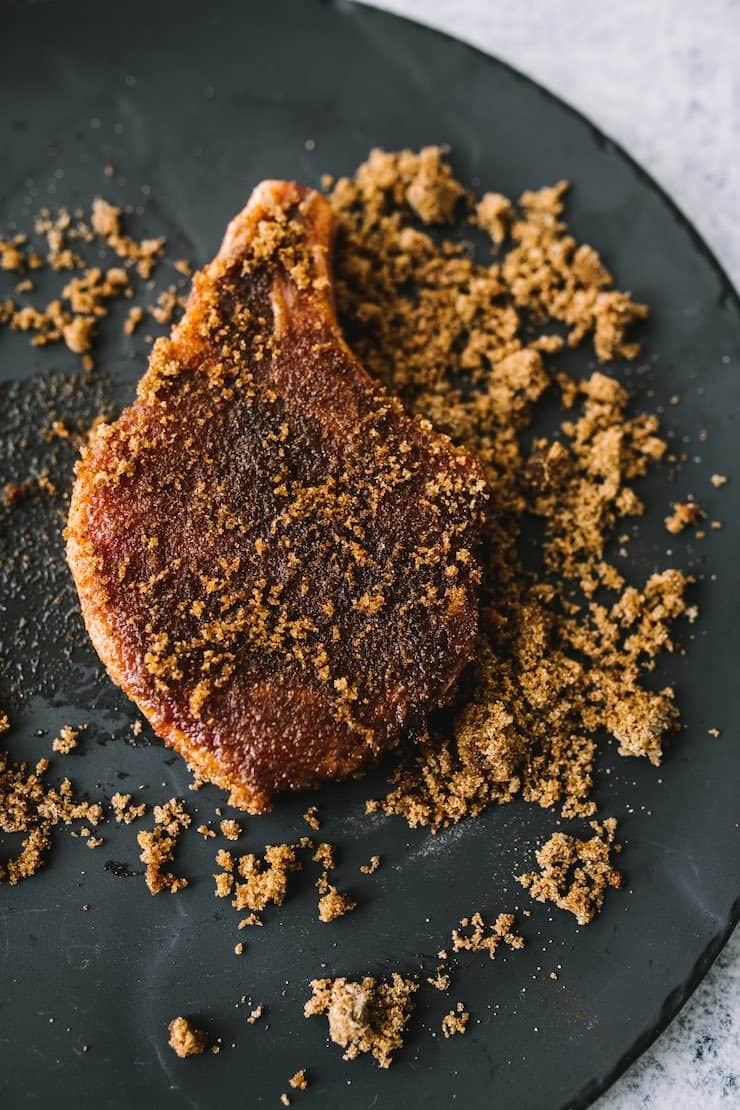 Cinnamon Apple Pork Chops rubbed in a sweet and spicy rub