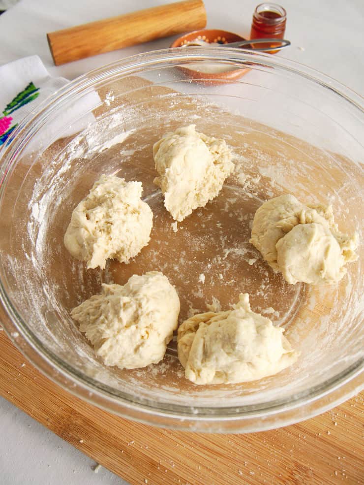 divide dough into 5 pieces to make Sopapillas.