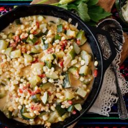 Calabacitas con Elote or Zucchini with Corn ready and served