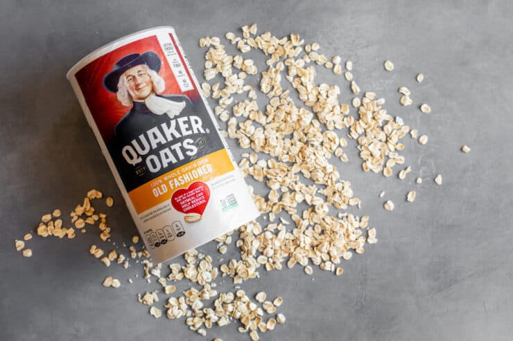 Quaker Oats on a gray background 