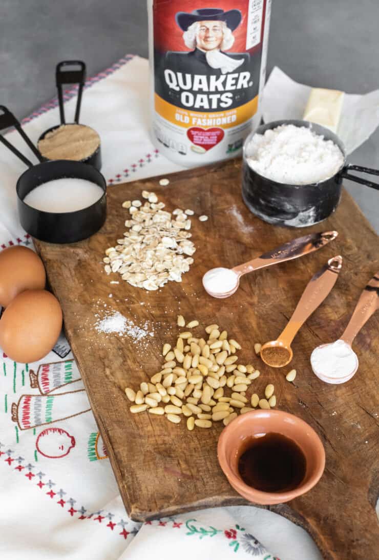 ingredients to make Brown Butter Oatmeal Pine Nut Cookies
